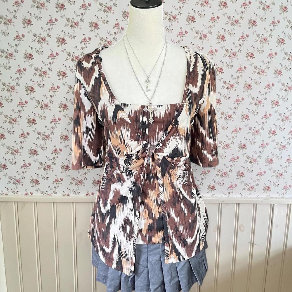 y2k brown fairycore top